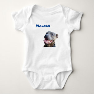 Walker Namn Med Staffy Bull Terrier Baby Bodysuit T Shirt