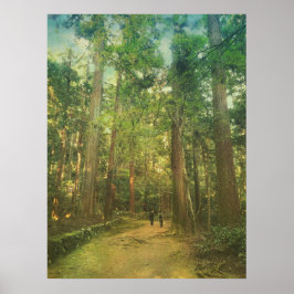Walking Along Tranquil Kozan-ji Forest Kyoto Japan Poster