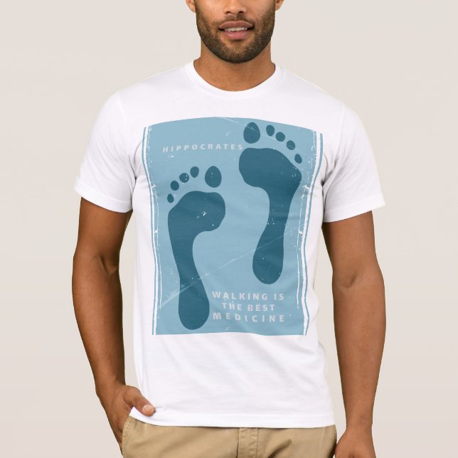 Walking är det bästa läkemedlet Hippocrates citat T Shirt (Framsida)