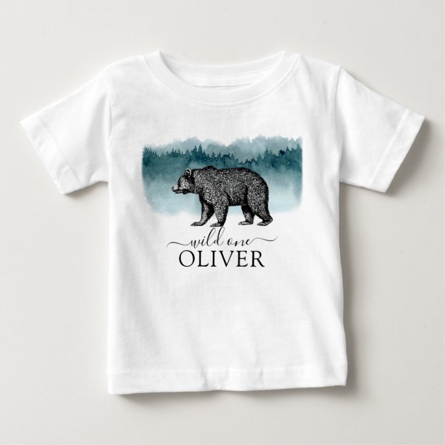 Walking Bear Vild 1 Birthday Boy T-Shirt (Framsida)