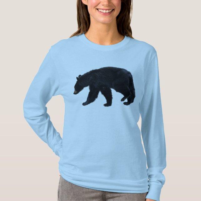 Walking Black Bear Animal Lover Shirt Tee Shirt (Framsida)