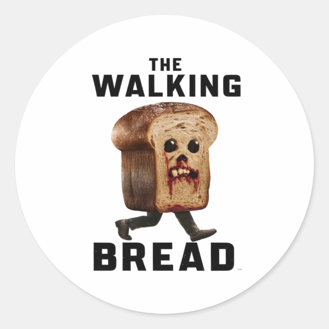 Walking Bread Runt Klistermärke (Framsida)