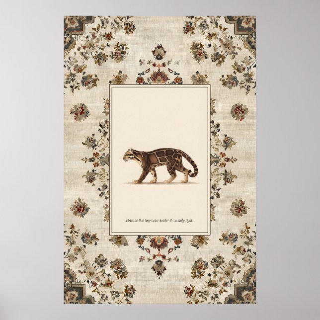 Walking Clouded Leopard Affischtryck  Neutral Poster (Framsidan)