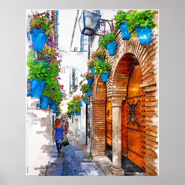 Walking Cordobas Alley - Spanien Poster (Framsidan)