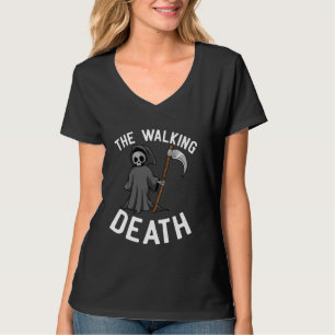 Walking Death Skeleton Scyte Funny Grim Reaper T Shirt