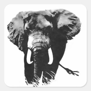 Walking Elephant Fyrkantigt Klistermärke