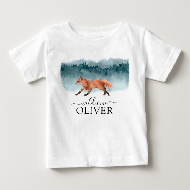 Walking Fox Vild 1 Birthday Baby T-Shirt (Framsida)