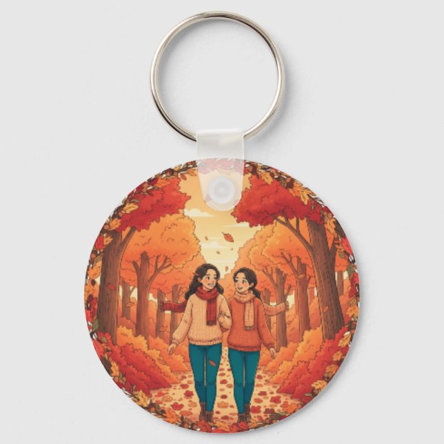 Walking Friends Icon | Cute Thanksgiving Keychain Nyckelring (Framsida)