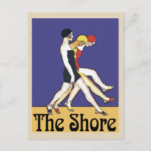 Walking Gals på Jersey Shore, vintage stil. Vykort