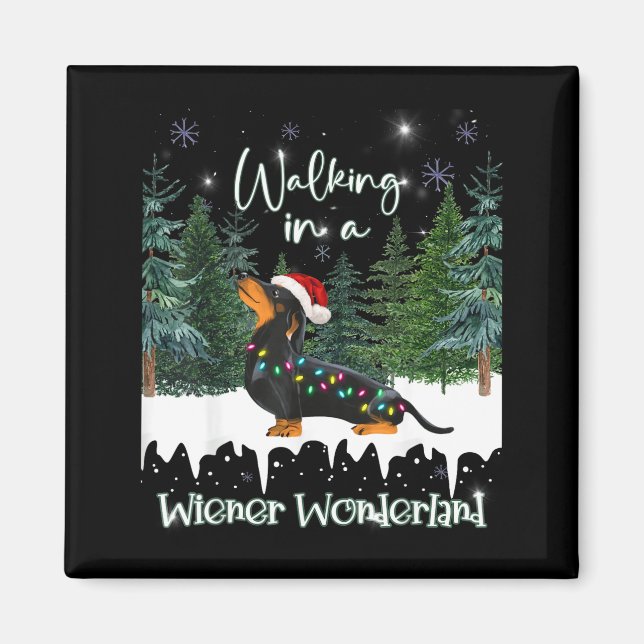 Walking In A Wiener Wonderland Dachshund  Magnet (Framsidan)