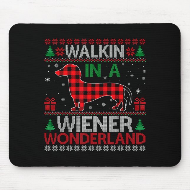 Walking In A Wiener Wonderland Funny Dachshund Chr Musmatta (Framsidan)
