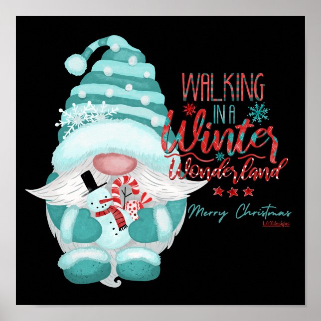WALKING IN A WINTER WONDERLAND gnome christmas Poster (Framsidan)