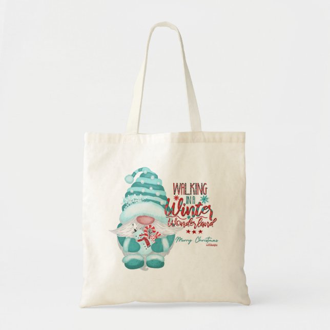 WALKING IN A WINTER WONDERLAND gnome christmas Tygkasse (Framsidan)