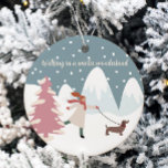 Walking in a Winter Wonderland Hund Pet themed Julgransprydnad Keramik<br><div class="desc">Den här helgdag har en underbar snöscen med en kvinna som går sin lojala följeslagare. Fånga säsongens innersta väsen med contemporaryns moderna design och utrymme för dig och valpens namn och år på baksidan. Gör en underbar gåva till hund älskare i ditt liv!</div>