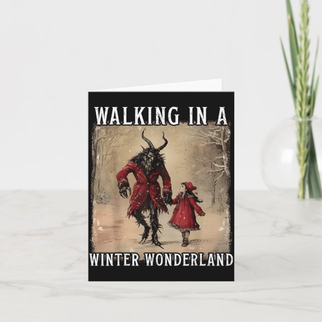 Walking In A Winter Wonderland Krampus Creepy Horr Kort (Framsida)