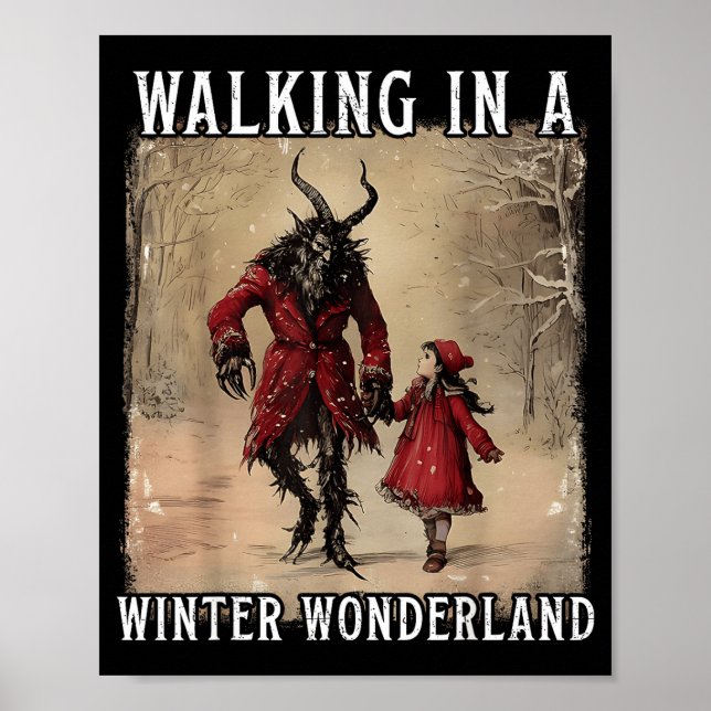 Walking In A Winter Wonderland Krampus Creepy Horr Poster (Framsidan)