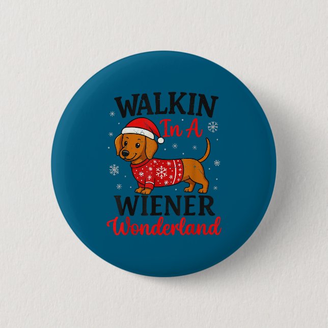 Walking In Weiner Wonderland Mini Dachshund Christ Knapp (Framsida)