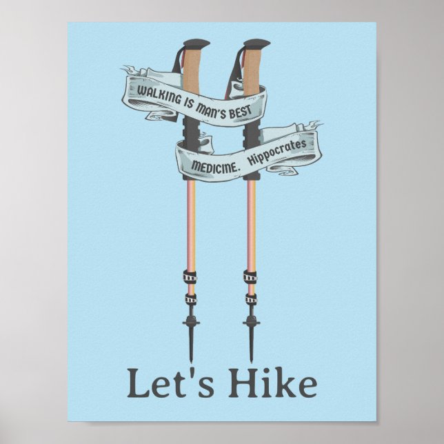 walking is the best medic Hippocrates hiking pulse Poster (Framsidan)