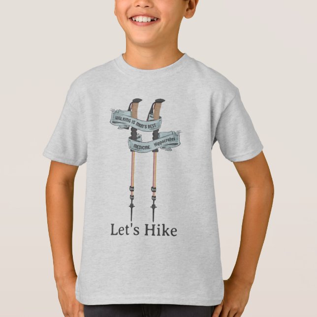 walking is the best medic Hippocrates hiking pulse T Shirt (Framsida)