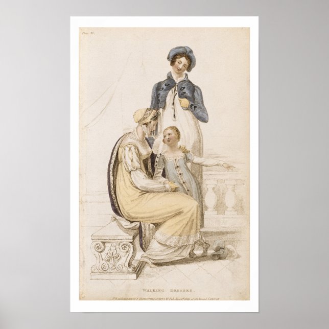 Walking-klänningar, mode-plåt från Ackermanns Re Poster (Framsidan)