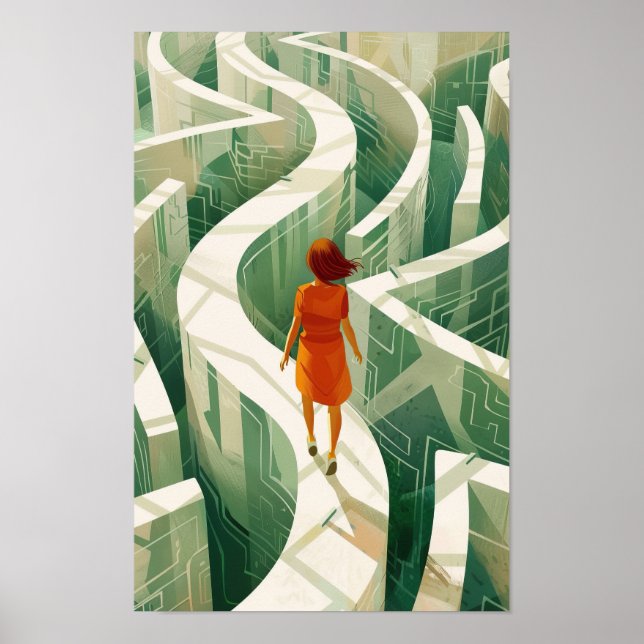 Walking Maze Poster - Roligt och utmanande konstve (Framsidan)