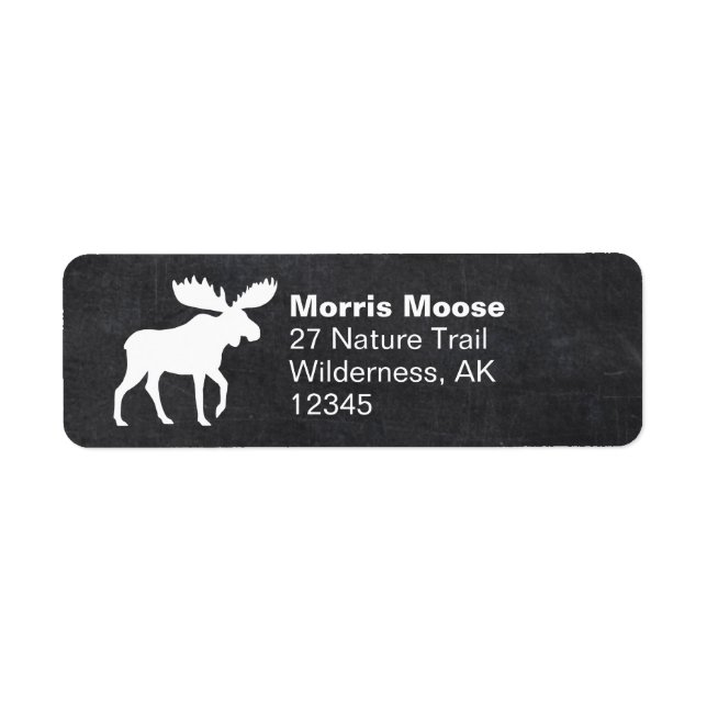 Walking Moose Silhouette Wildlife Returadress Etikett (Framsidan)