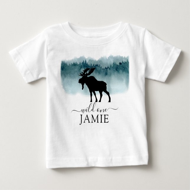 Walking Moose Vild 1 Birthday Boy T-Shirt (Framsida)