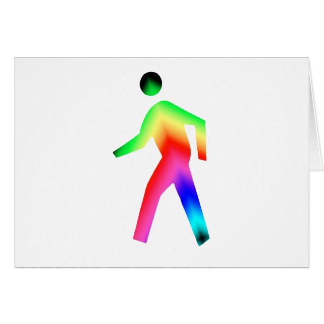 Walking Rainbow Man Hälsningskort (Framsidan Horizontal)