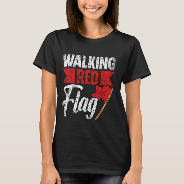 Walking Red Flagga Funny Meme Joke Red Flaggor Red T Shirt (Framsida)