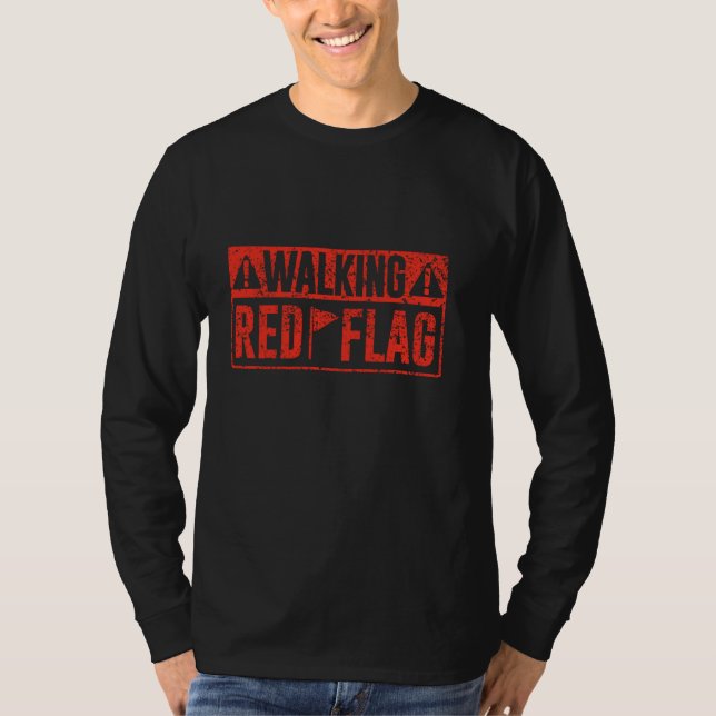 Walking Red Flagga Red Flaggor Funny Meme Joke Red T Shirt (Framsida)