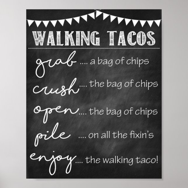 Walking Tacos Party-tecken Poster (Framsidan)