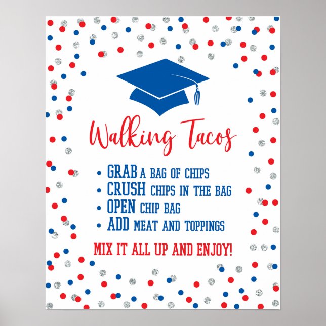 Walking Tacos Studentfest Sign Patriotic Poster (Framsidan)