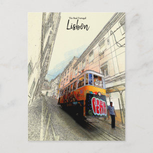 Walking the Tram-Lissabon, Portugal Vykort