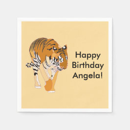 Walking Tiger Personlig Birthday Napkins Pappersservett