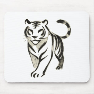 Walking Tiger Teckning - Bläck Mouse Pad Design Musmatta