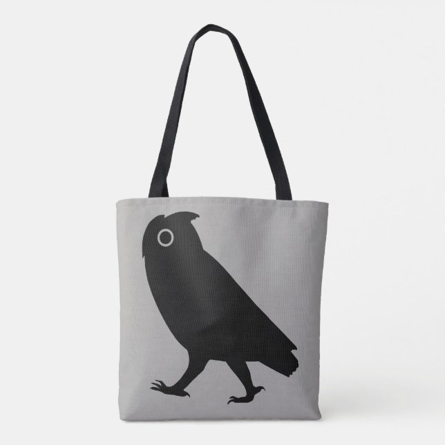 Walking Uggla | Funny Coola Wildlife Black och Grå Tygkasse (Baksida)