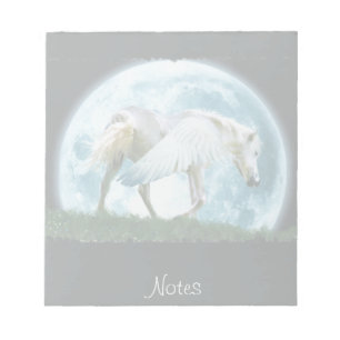 Walking White Pegasus och Full Moon Fantasy Anteck Anteckningsblock
