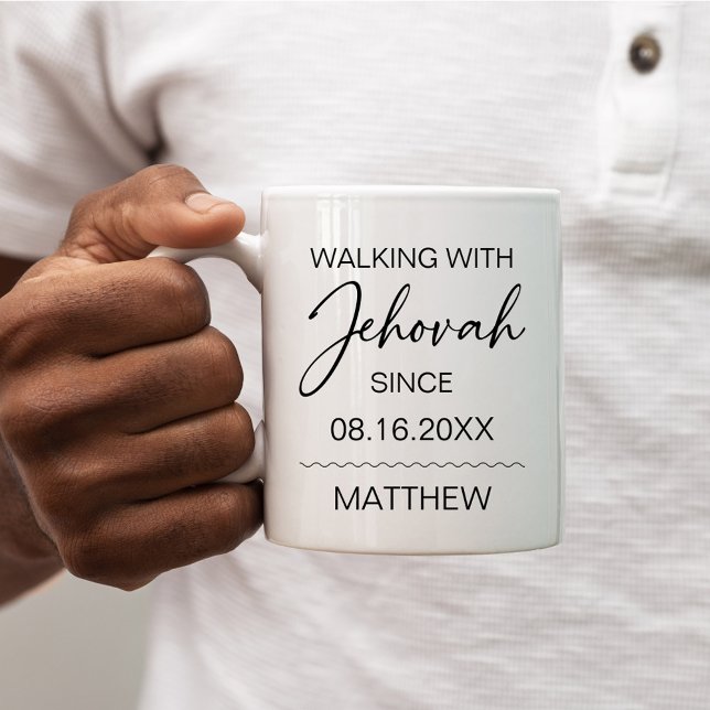 Walking with Jehovah Since Black and White Kaffemugg (Skapare uppladdad)
