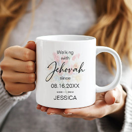 Walking with Jehovah Since Floral Baptism Mug Kaffemugg