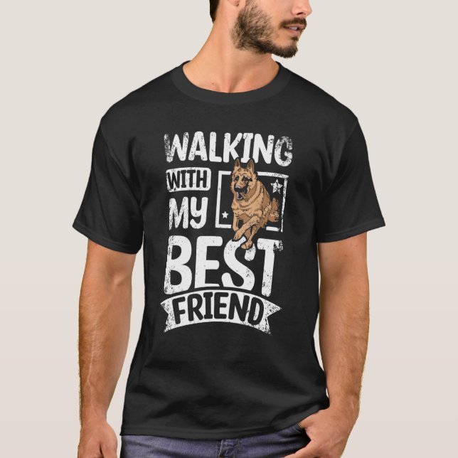 Walking with my best friend german shepherd t shirt (Framsida)