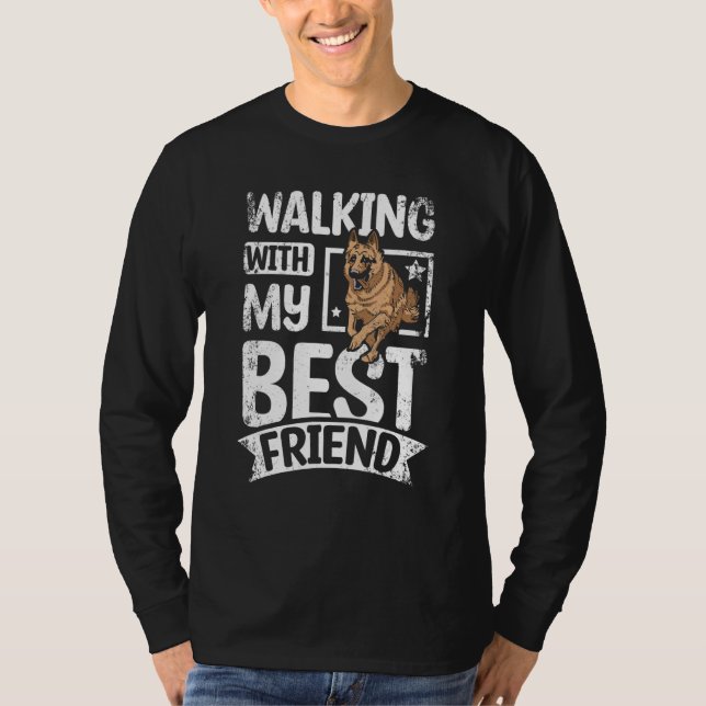 Walking with my best friend german shepherd t shirt (Framsida)