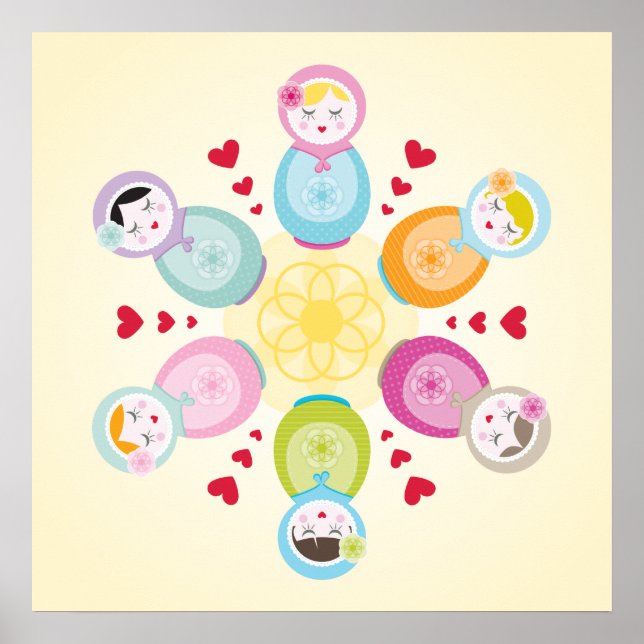 WALL ART: babushka dolls - mandala Poster (Framsidan)