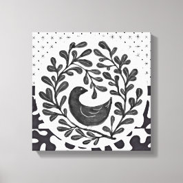 Wall Art Black and White Bird Medallion Canvastryck