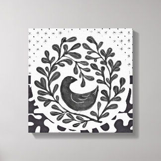 Wall Art Black and White Bird Medallion Canvastryck