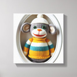  Wall Art Crochete Monkey Canvastryck