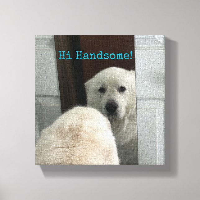 Wall Art Dog in Mirror Canvastryck (Framsida)