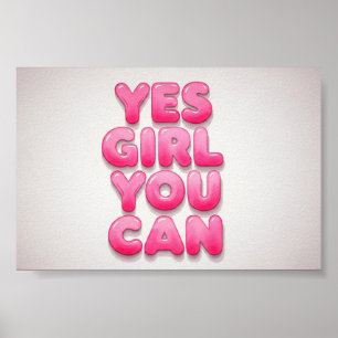 Wall Art Ja, du kan tjejen Poster