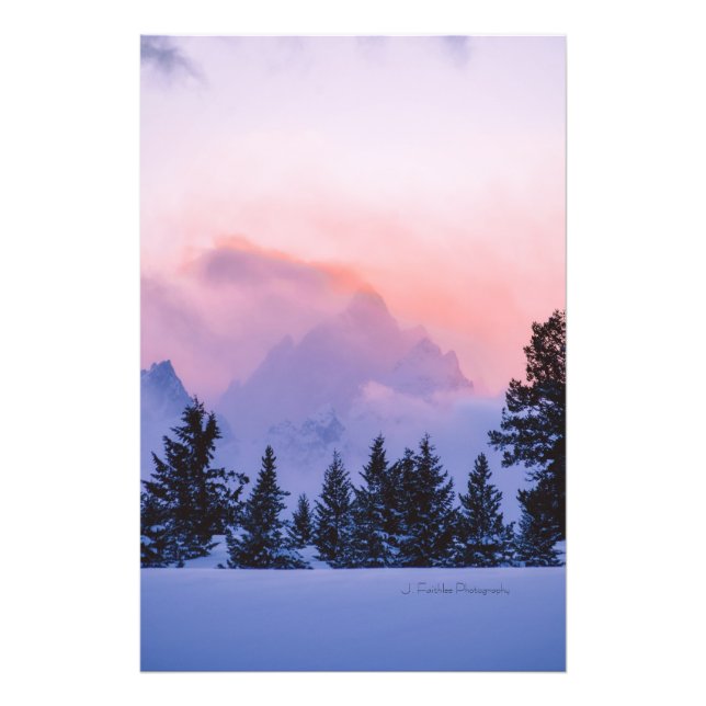 Wall Art Teton Winter Sunrise-utskrift Fototryck (Framsidan)