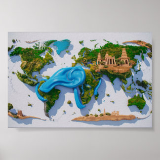 Wall Art World Map for Home Dekoration Poster