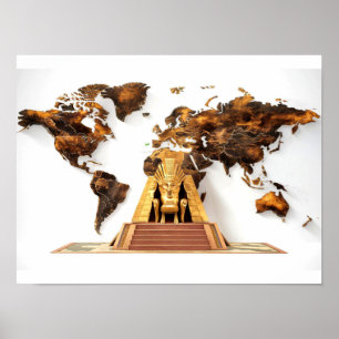 Wall Art World Map med Pharaohs-design Poster